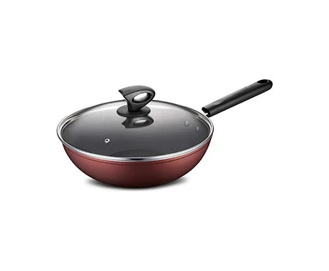 Red Wok Pan With Lid