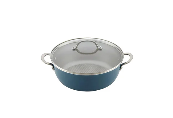 blue soup pot with glass lid