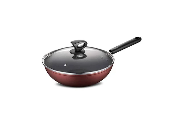 red wok pan with lid